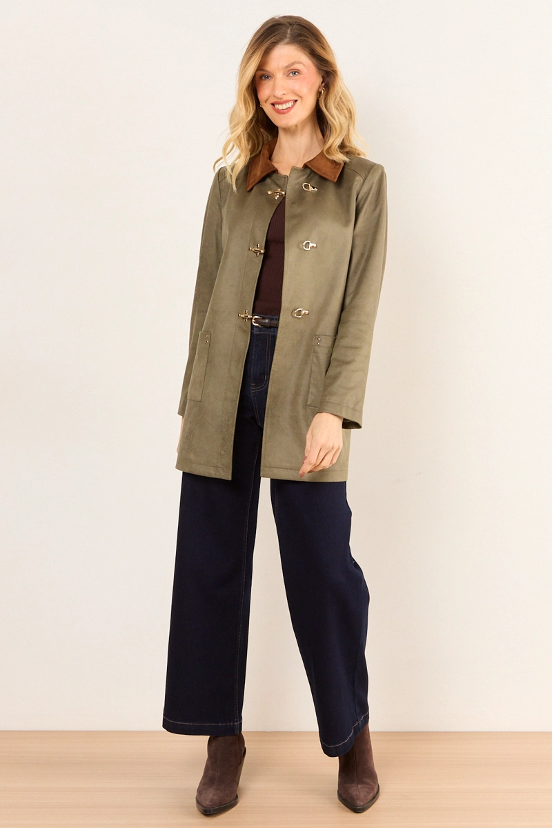 TRENCH CUELLO CONTRATONO VERDE OLIVA MUJER MA GRIFFE - 4