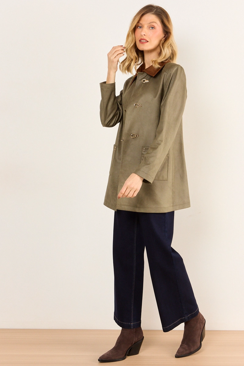 TRENCH CUELLO CONTRATONO VERDE OLIVA MUJER MA GRIFFE - 5