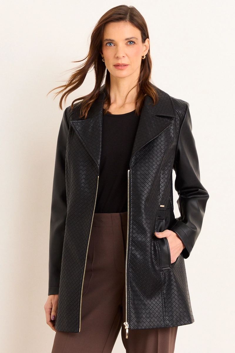 TRENCH DE ECOCUERO NEGRO MUJER MA GRIFFE - 1