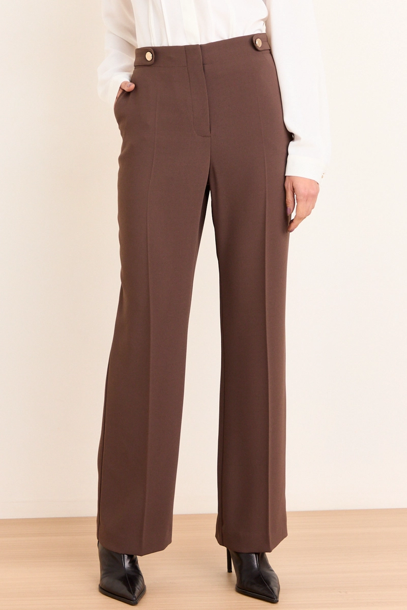 PANTALON FORMAL WIDE CAFE  MUJER MA GRIFFE - 2