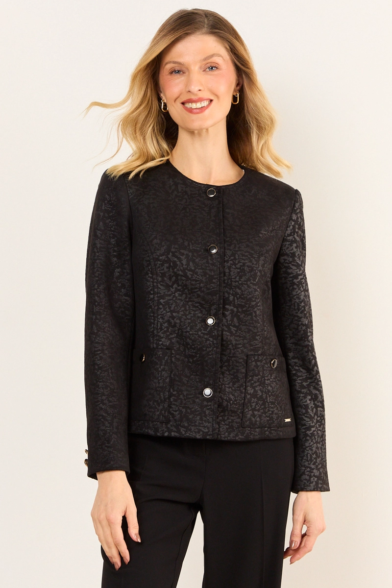 CASACA DE ANTELINA CON TEXTURA NEGRO MUJER MA GRIFFE - 1