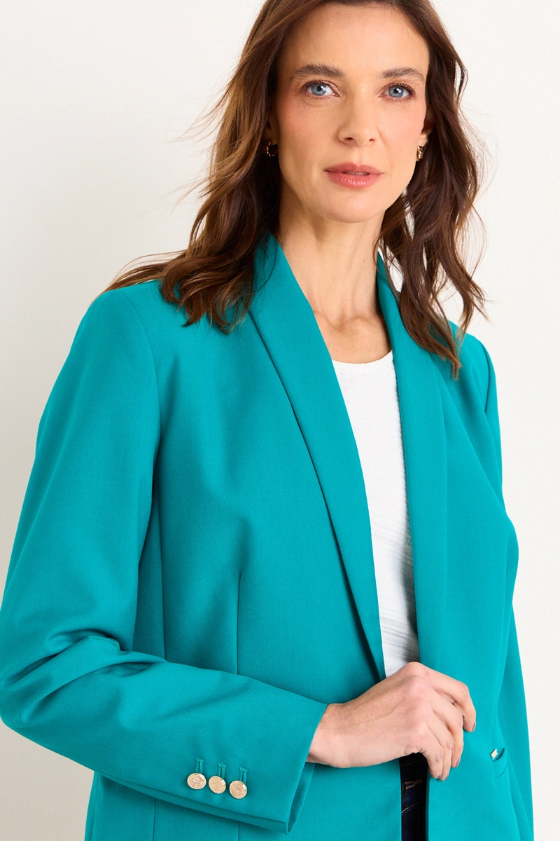 BLAZER CUELLO CONTINUO TURQUESA MUJER MA GRIFFE - 2
