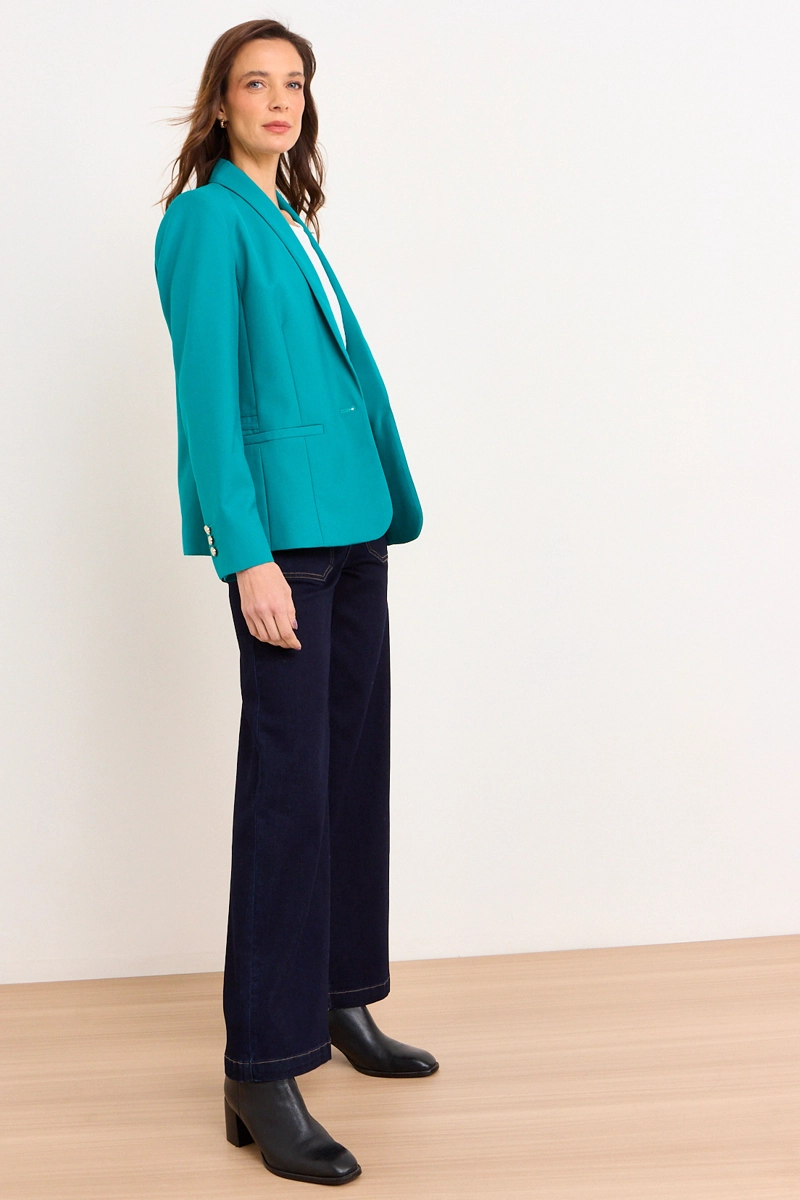 BLAZER CUELLO CONTINUO TURQUESA MUJER MA GRIFFE - 5