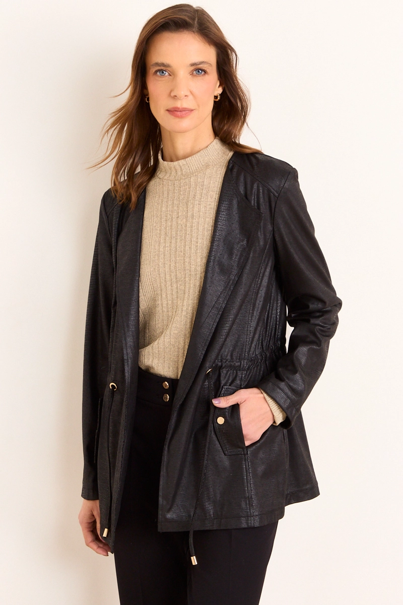 TAPADO DE ANTELINA  CON TEXTURA NEGRO MUJER MA GRIFFE - 1