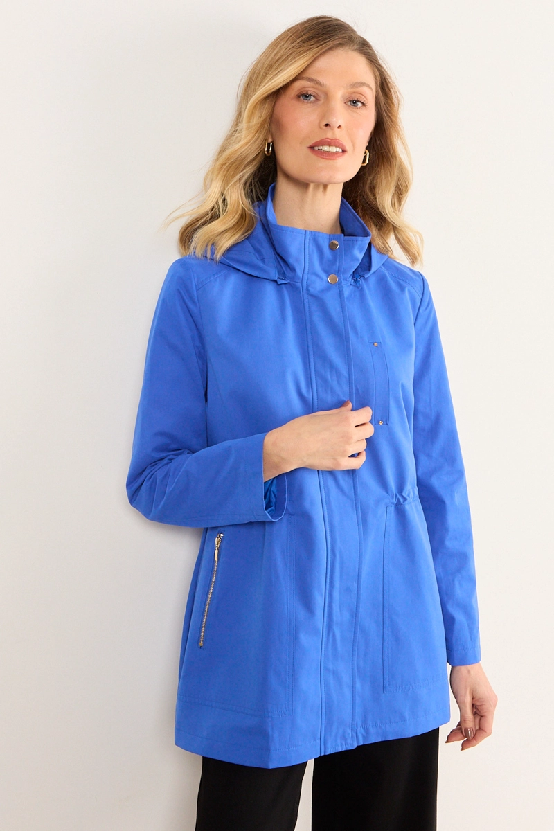 TRENCH SPORT CON GORRO DESMONTABLE AZUL MUJER MA GRIFFE - 1