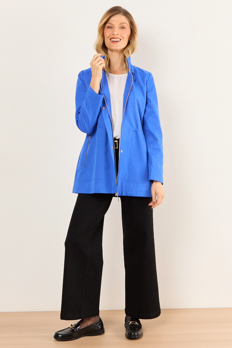 TRENCH SPORT CON GORRO DESMONTABLE AZUL MUJER MA GRIFFE - 4