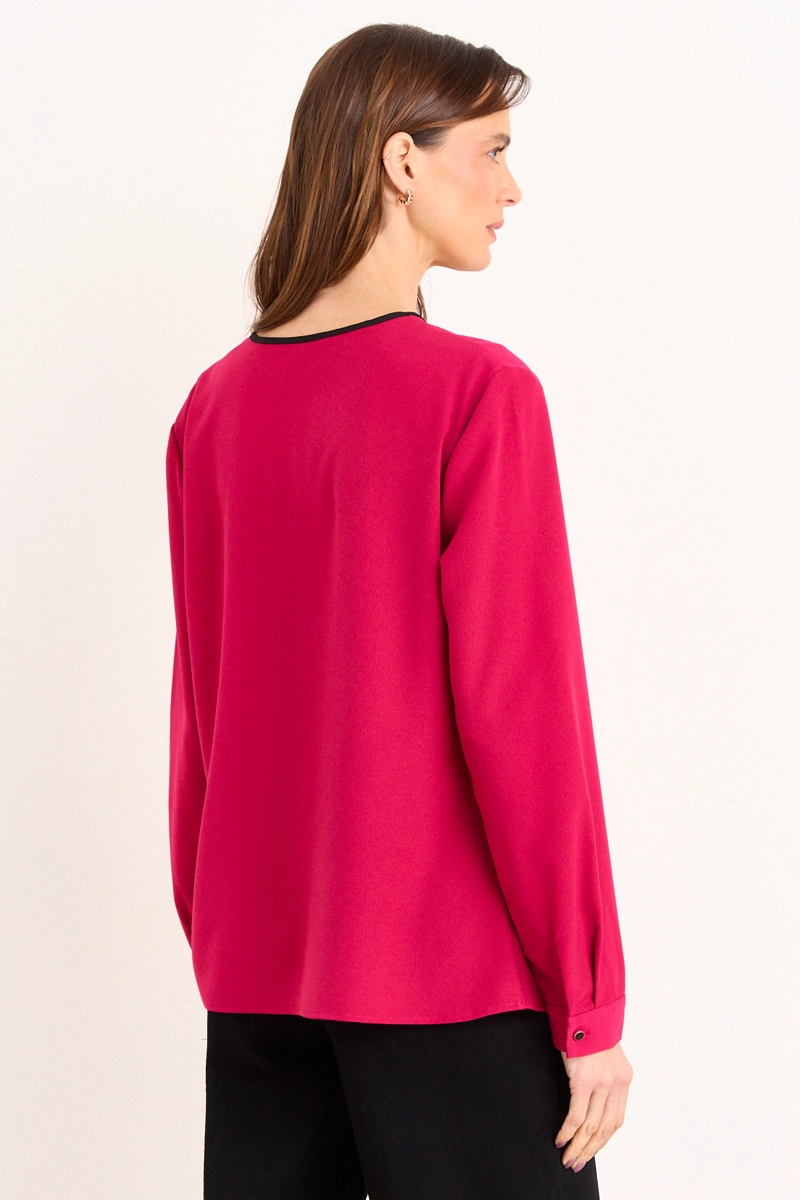 BLUSA CUELLO V BICOLOR FUCSIA MUJER MA GRIFFE - 3