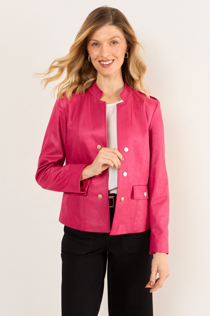 CHAQUETA LOOK MILITAR FUCSIA MUJER MA GRIFFE - 1