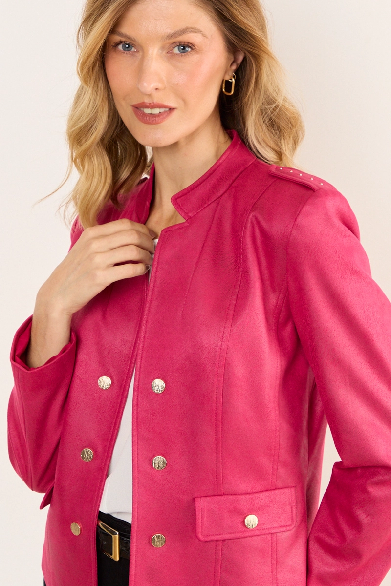 CHAQUETA LOOK MILITAR FUCSIA MUJER MA GRIFFE - 2