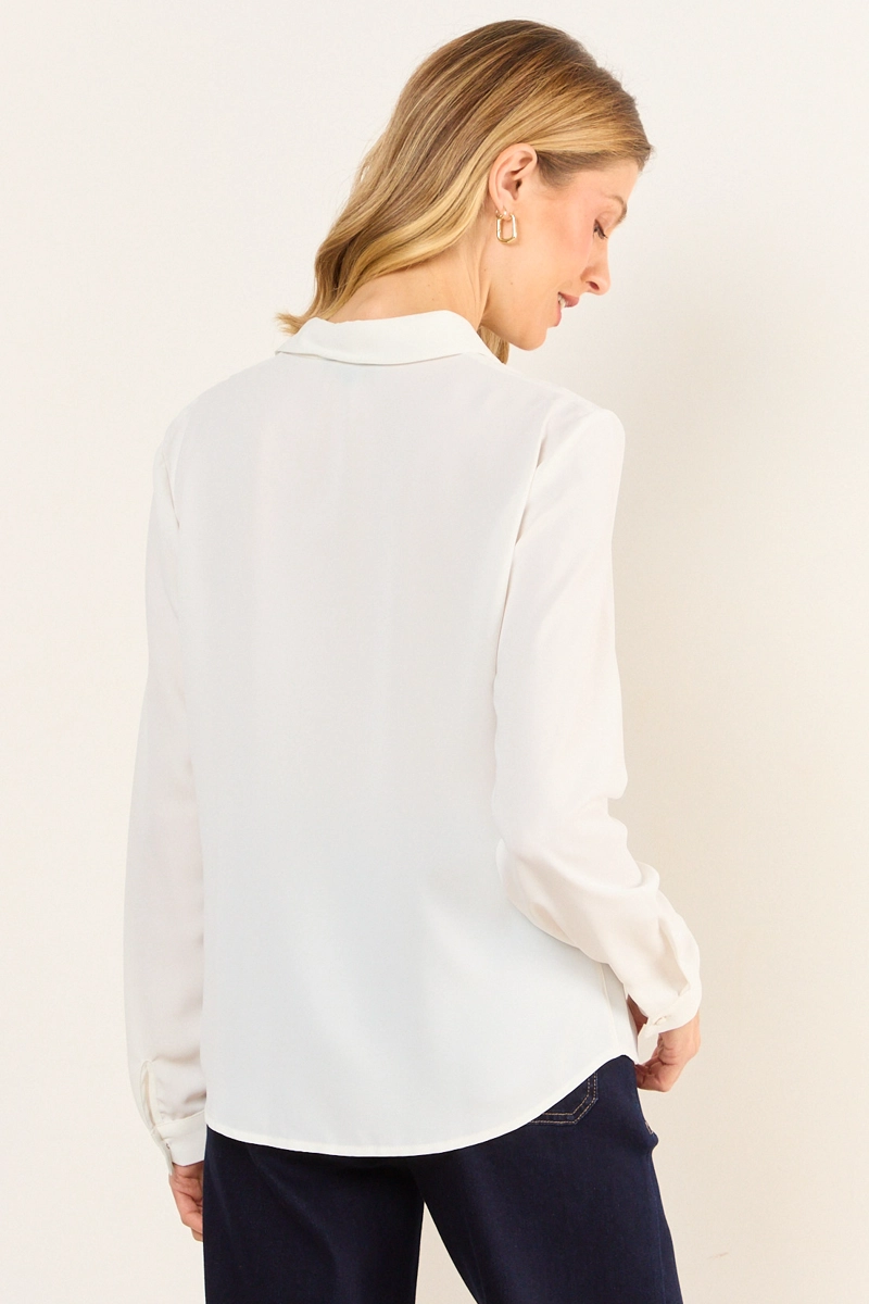BLUSA CAMISERA ALFORZAS CRUDO MUJER MA GRIFFE - 3