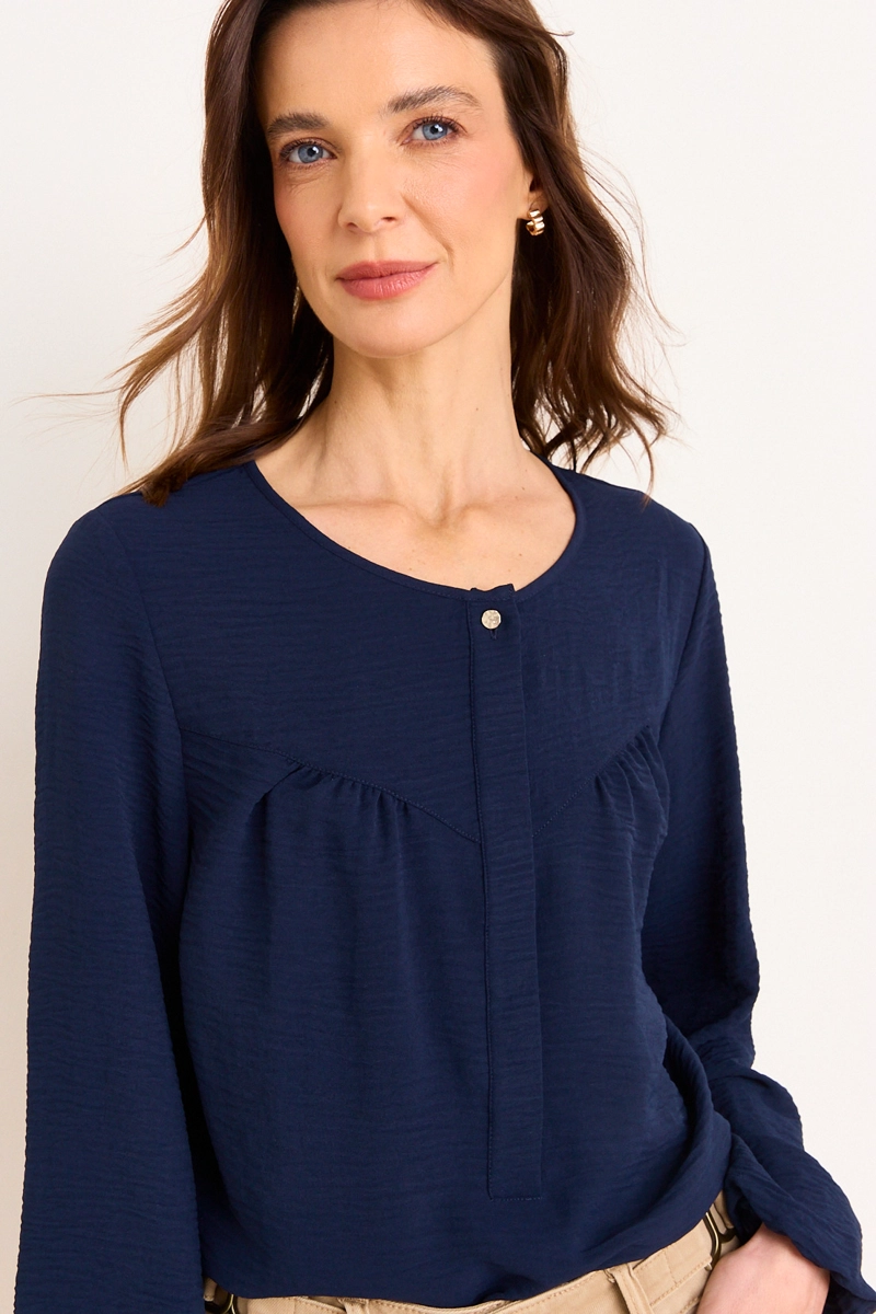 BLUSA ESCOTE REDONDO AZUL MUJER MA GRIFFE - 1