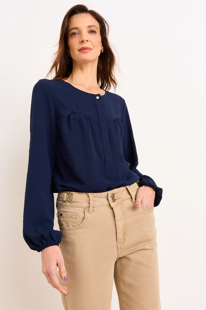 BLUSA ESCOTE REDONDO AZUL MUJER MA GRIFFE - 2