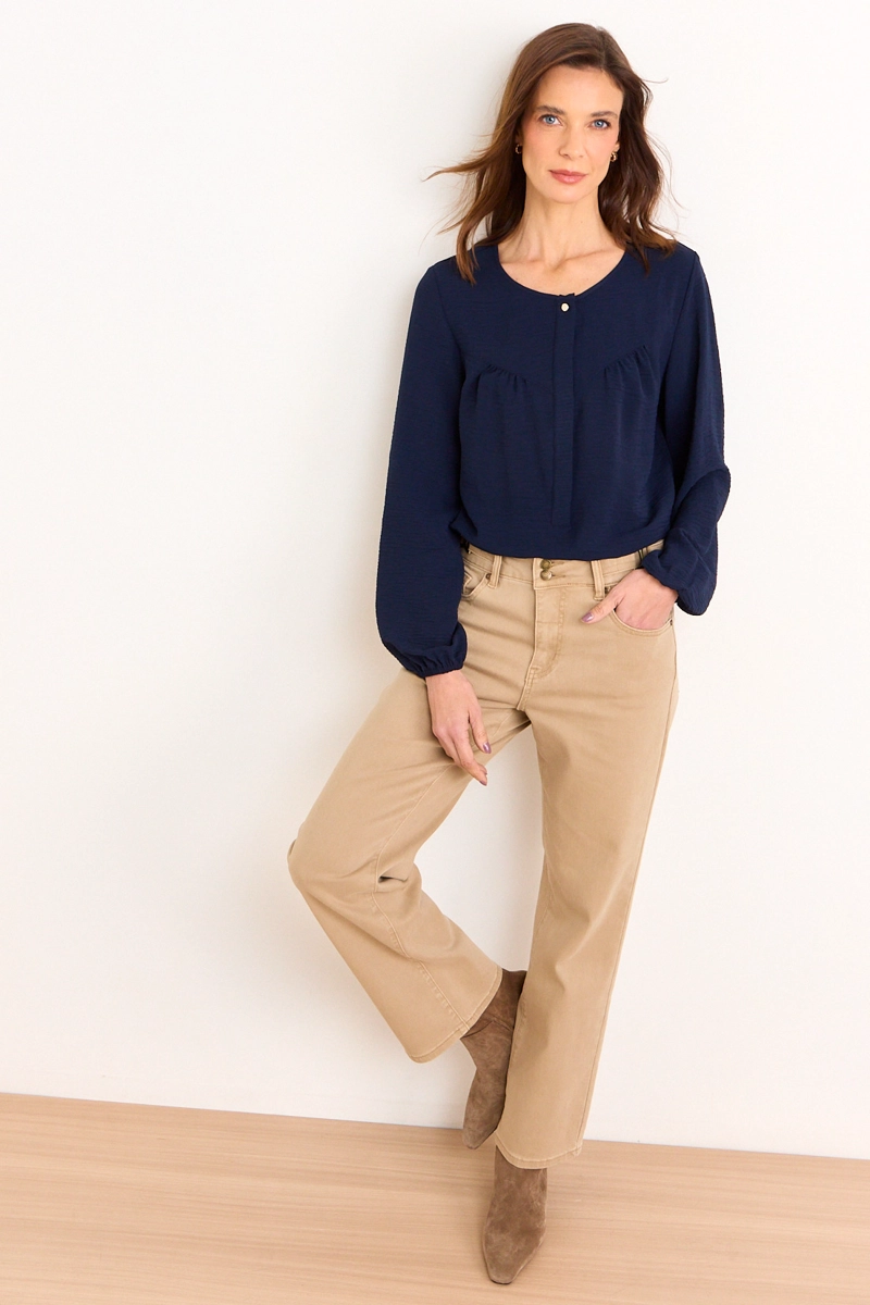 BLUSA ESCOTE REDONDO AZUL MUJER MA GRIFFE - 4