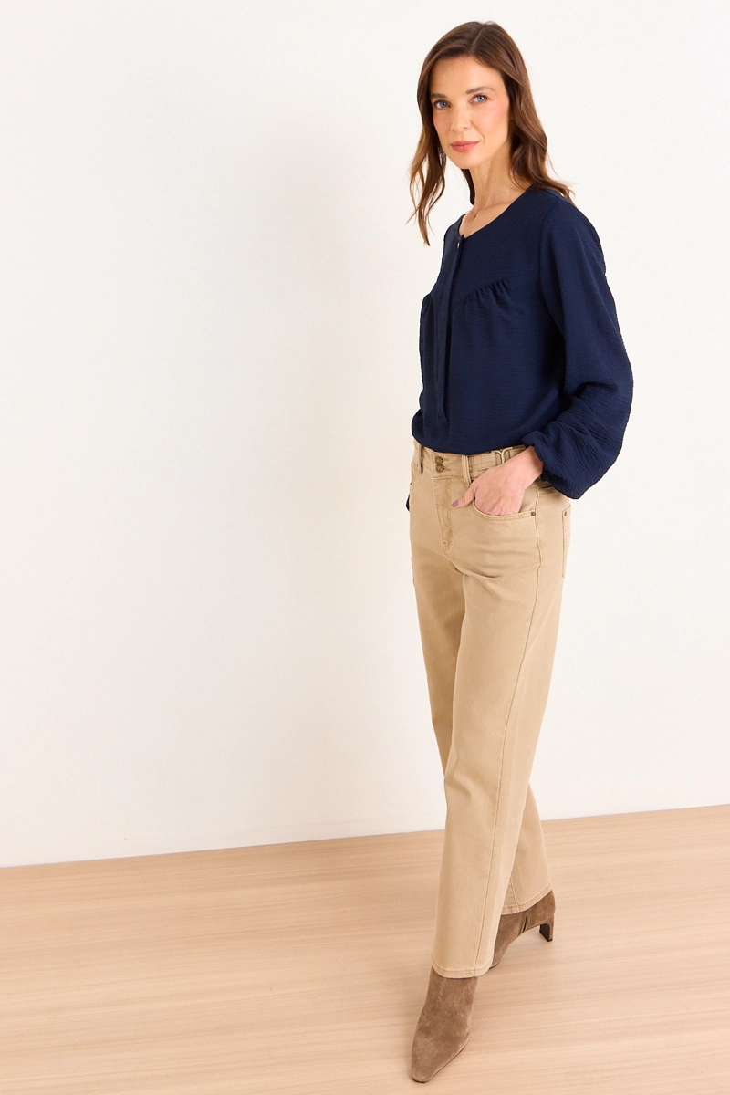 BLUSA ESCOTE REDONDO AZUL MUJER MA GRIFFE - 5