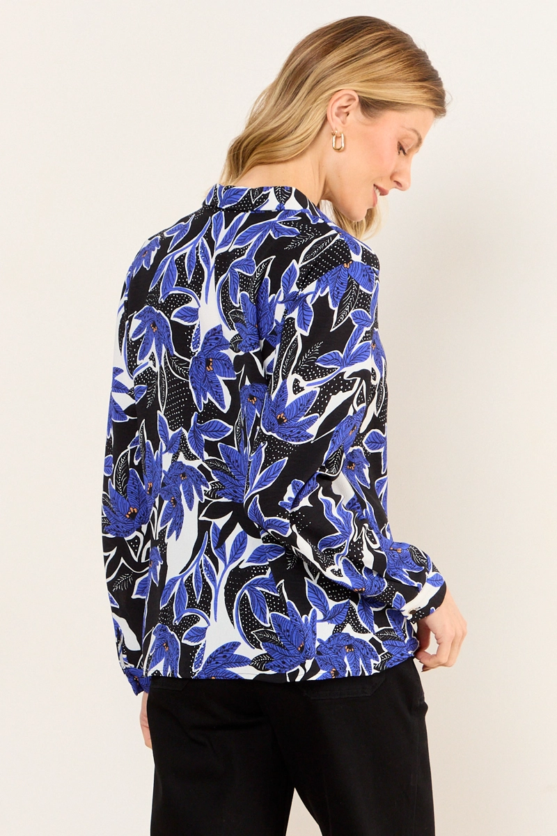 BLUSA CAMISERA ESTAMPADA AZUL MUJER MA GRIFFE - 3