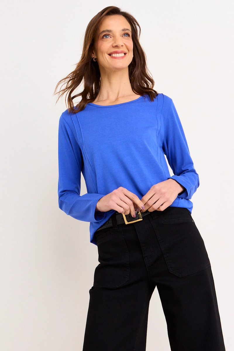POLERA ESCOTE REDONDO AZUL MUJER MA GRIFFE - 2