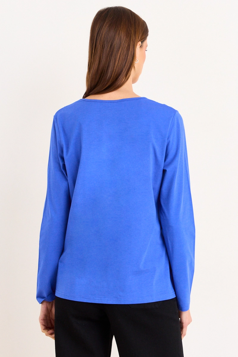 POLERA ESCOTE REDONDO AZUL MUJER MA GRIFFE - 3