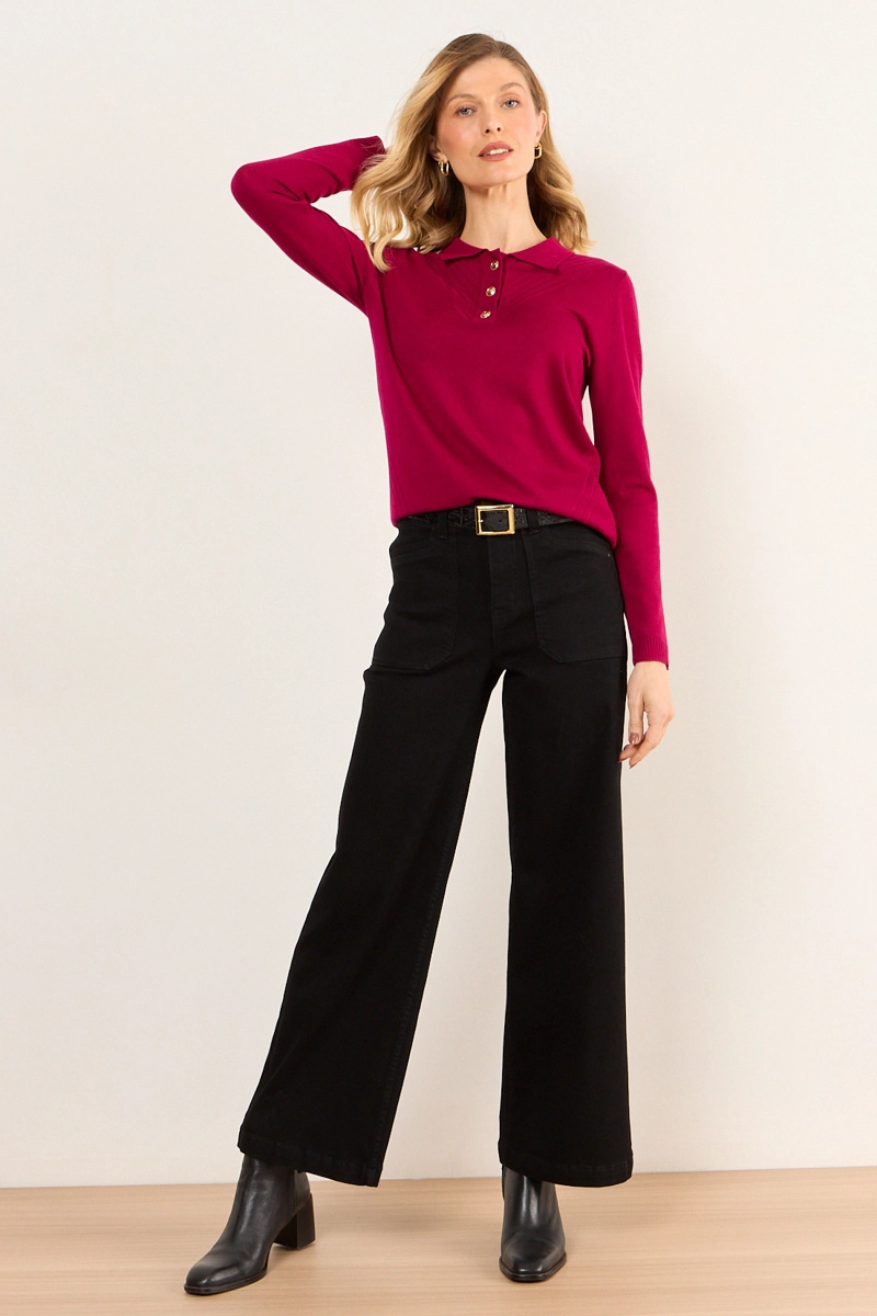 TEJIDO CERRADO CUELLO CAMISERO BURDEOS MUJER MA GRIFFE - 4