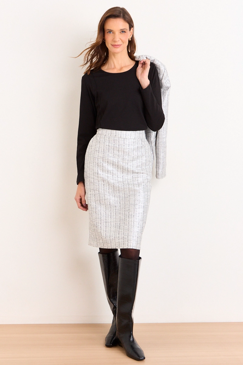 FALDA TIPO CHANEL CRUDO MUJER MA GRIFFE - 1