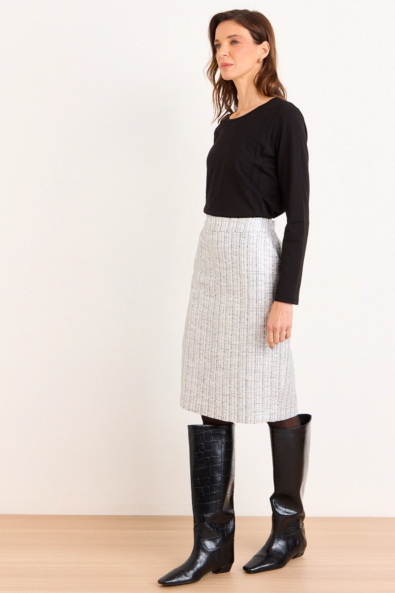 FALDA TIPO CHANEL CRUDO MUJER MA GRIFFE - 5