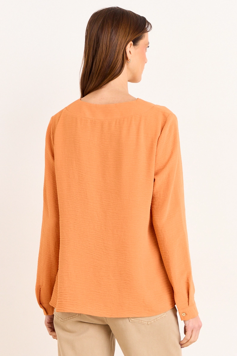 BLUSA  ESCOTE EN V NARANJO MUJER MA GRIFFE - 3