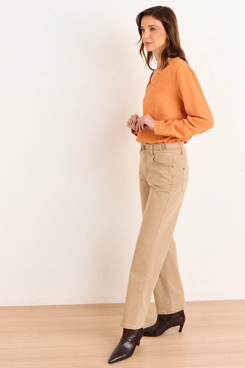 BLUSA  ESCOTE EN V NARANJO MUJER MA GRIFFE - 4
