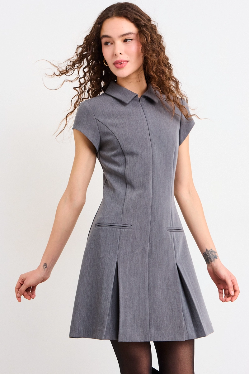 VESTIDO LISO GRIS MUJER IO - 1