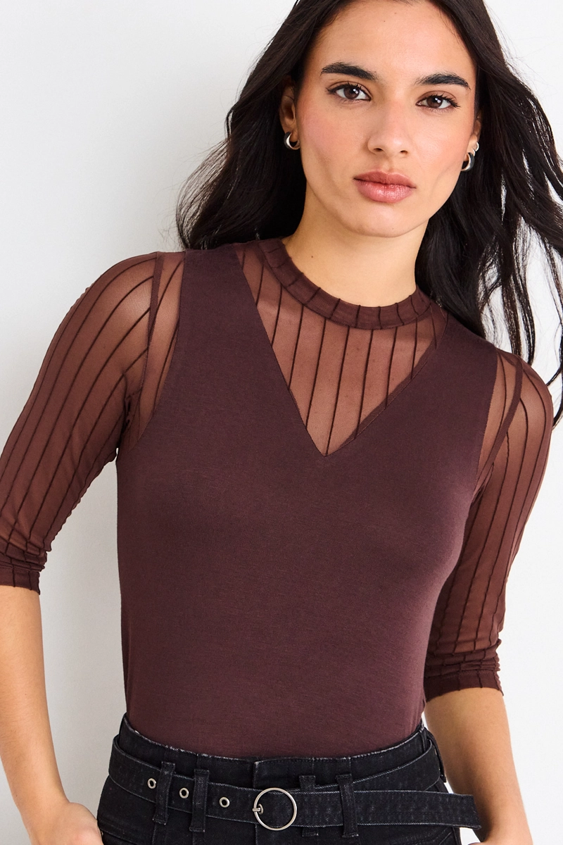 POLERA LISA CAFE  MUJER IO - 1