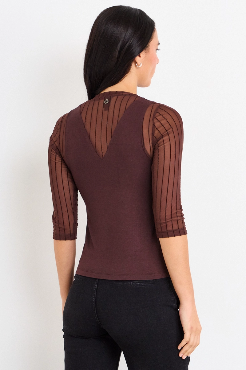 POLERA LISA CAFE  MUJER IO - 3