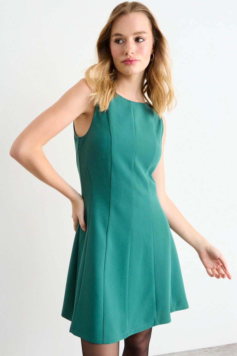 VESTIDO LISO VERDE MUSGO MUJER IO - 1