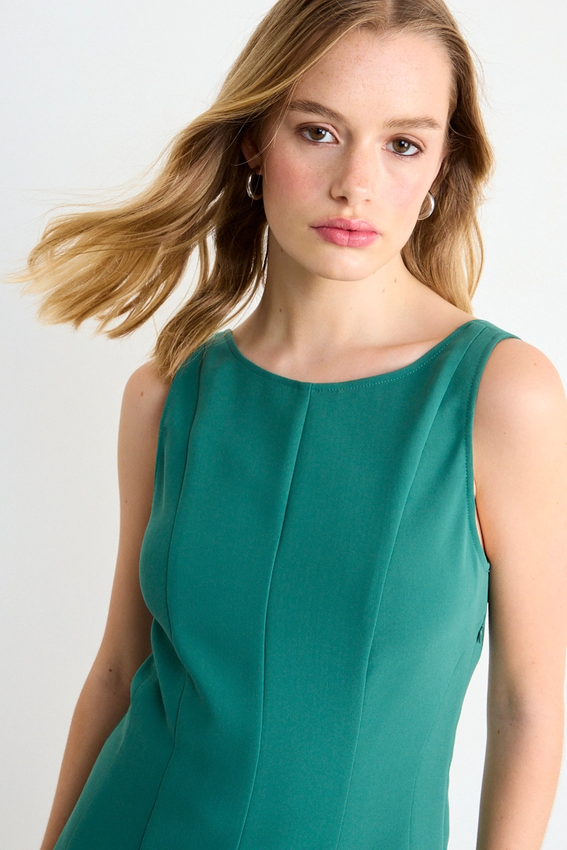 VESTIDO LISO VERDE MUSGO MUJER IO - 2