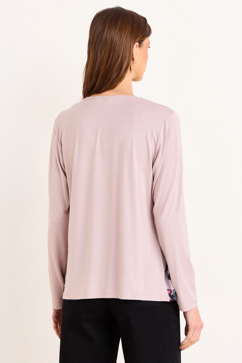 POLERA ESTAMPADA DOBLE TELA BEIGE MUJER MA GRIFFE - 3