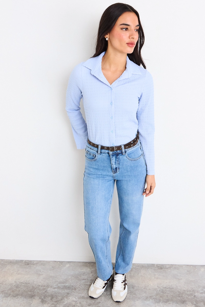 POLERA LISA CELESTE MUJER IO - 4