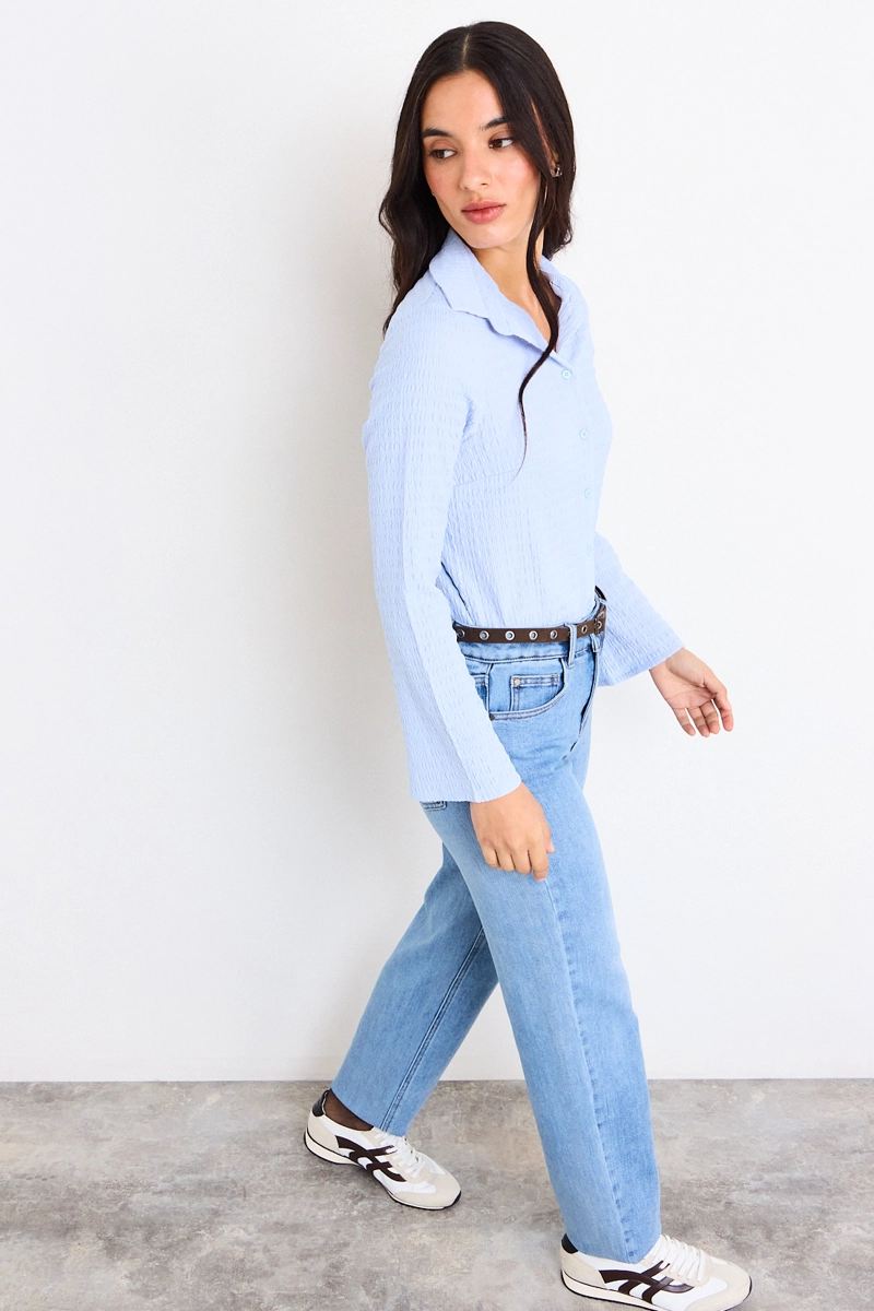 POLERA LISA CELESTE MUJER IO - 5