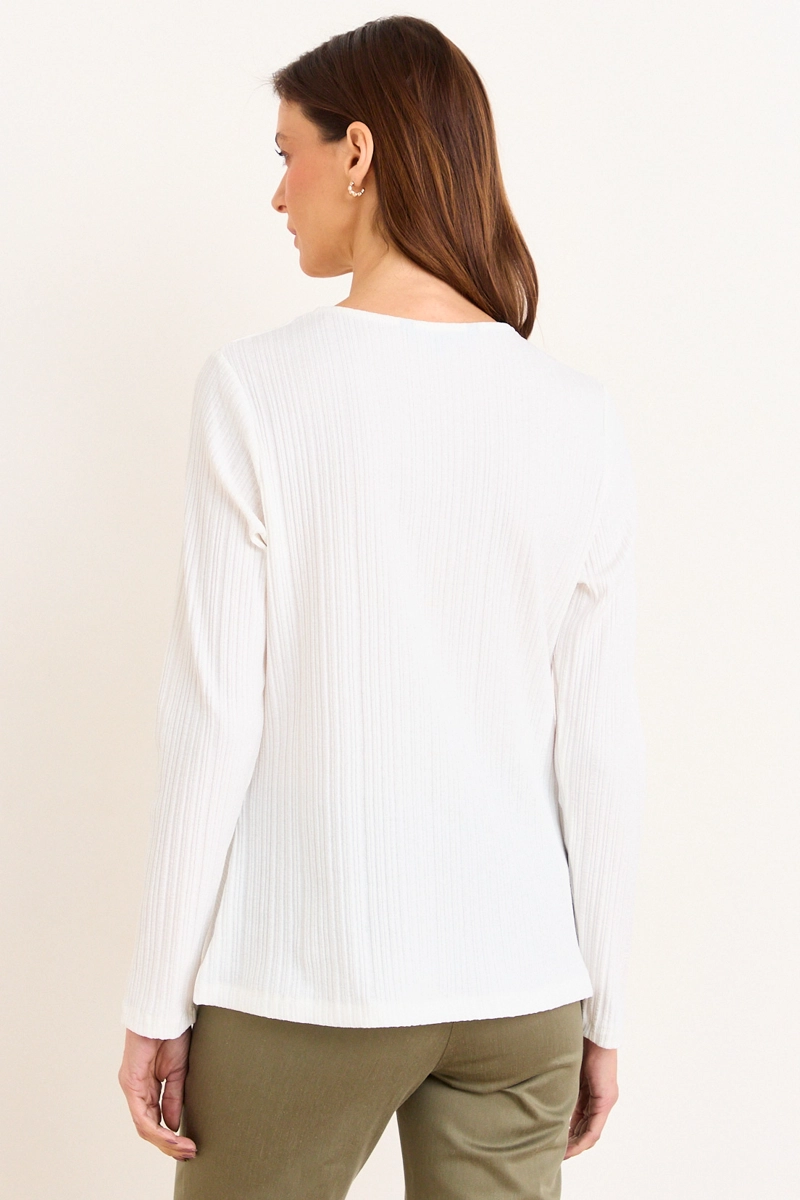 POLERA ACANALADA CORTES CRUDO MUJER MA GRIFFE - 3