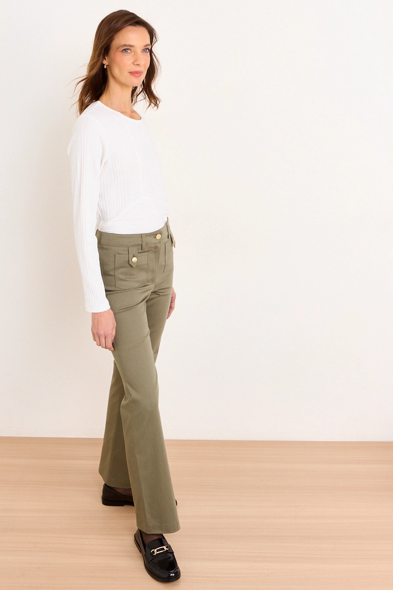 POLERA ACANALADA CORTES CRUDO MUJER MA GRIFFE - 4