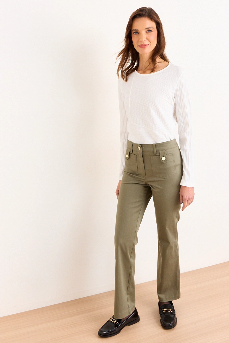 POLERA ACANALADA CORTES CRUDO MUJER MA GRIFFE - 5