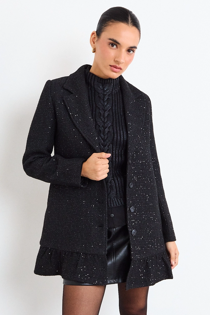 CHAQUETON LISO NEGRO MUJER IO - 1