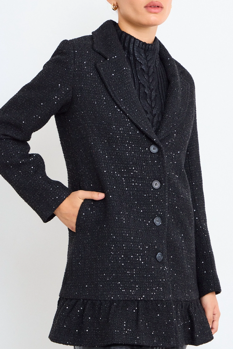 CHAQUETON LISO NEGRO MUJER IO - 2