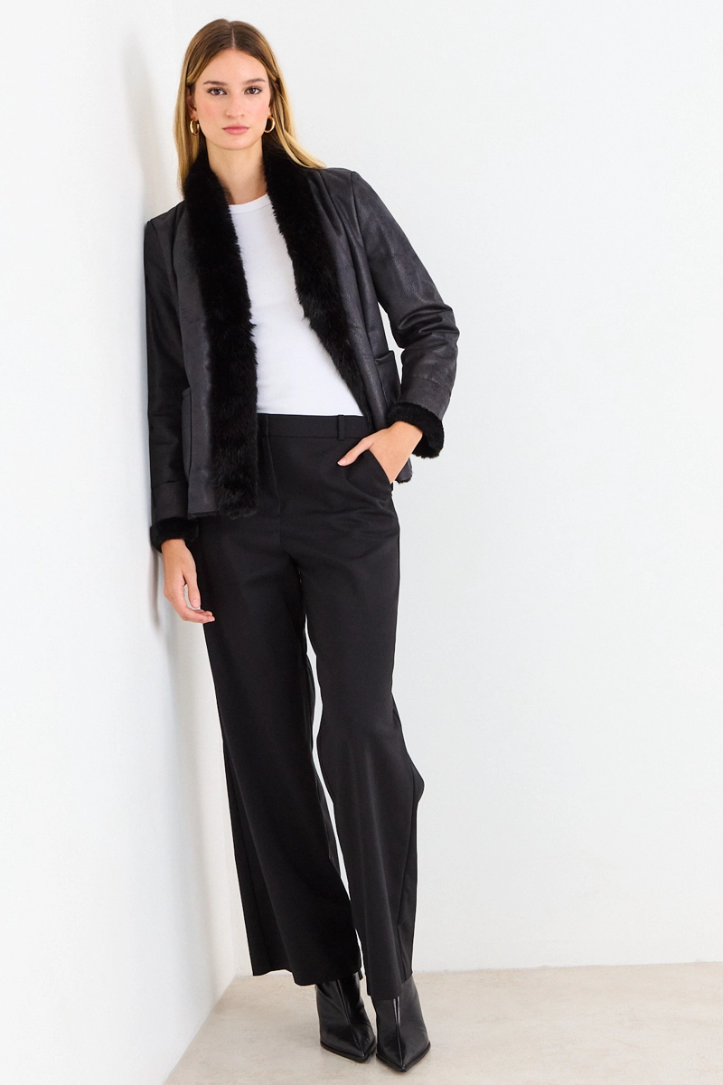 CHAQUETA DE PU CON TEXTURA NEGRO MUJER ASH - 4