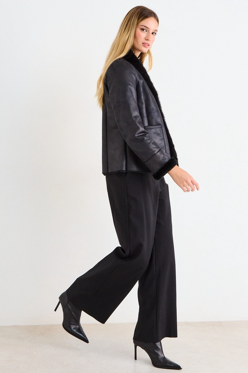 CHAQUETA DE PU CON TEXTURA NEGRO MUJER ASH - 5