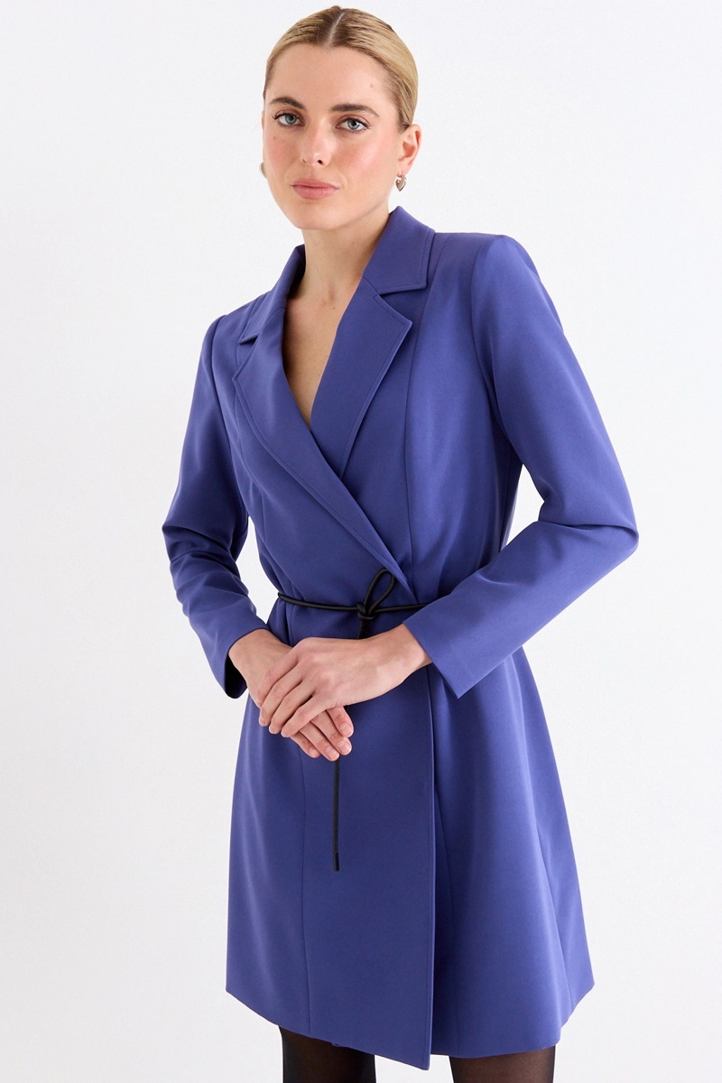 VESTIDO LISO CRUZADO AZUL MUJER ASH - 1
