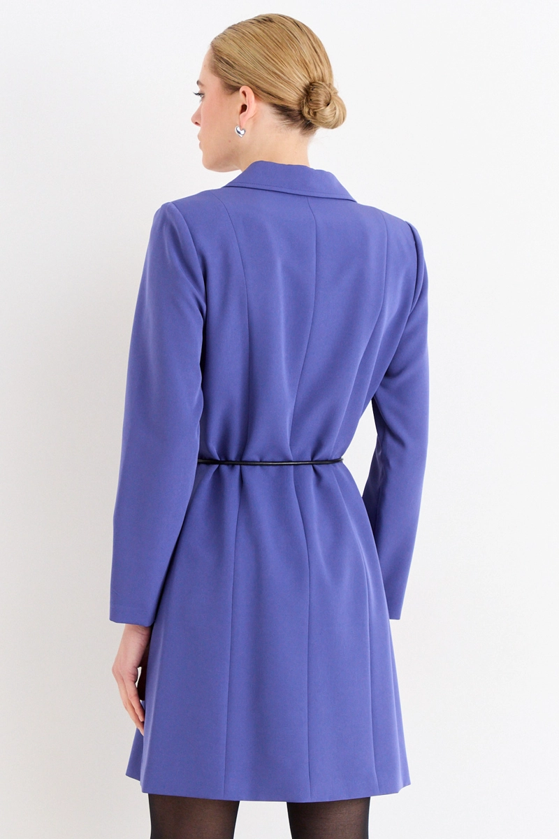 VESTIDO LISO CRUZADO AZUL MUJER ASH - 3