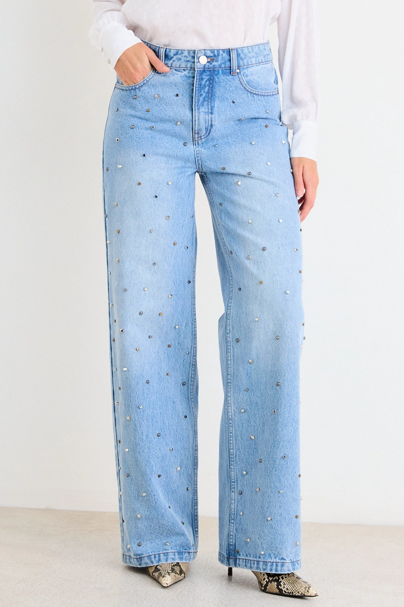 JEANS LISO ANCHO CELESTE MUJER ASH - 2