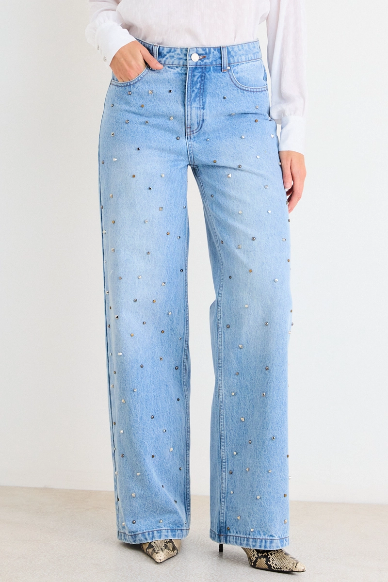 JEANS LISO ANCHO CELESTE MUJER ASH - 2