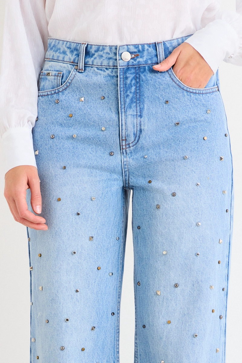 JEANS LISO ANCHO CELESTE MUJER ASH - 3