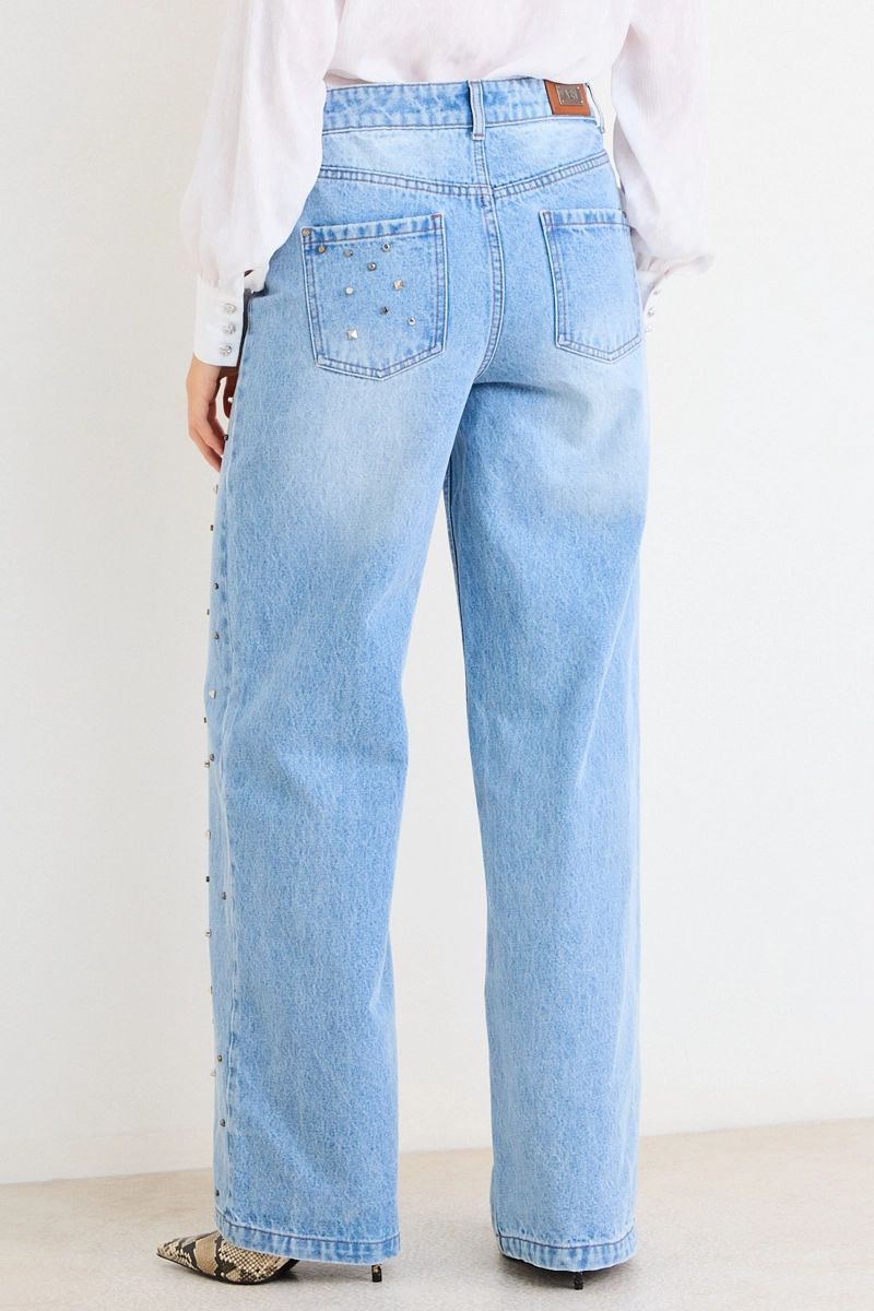 JEANS LISO ANCHO CELESTE MUJER ASH - 4