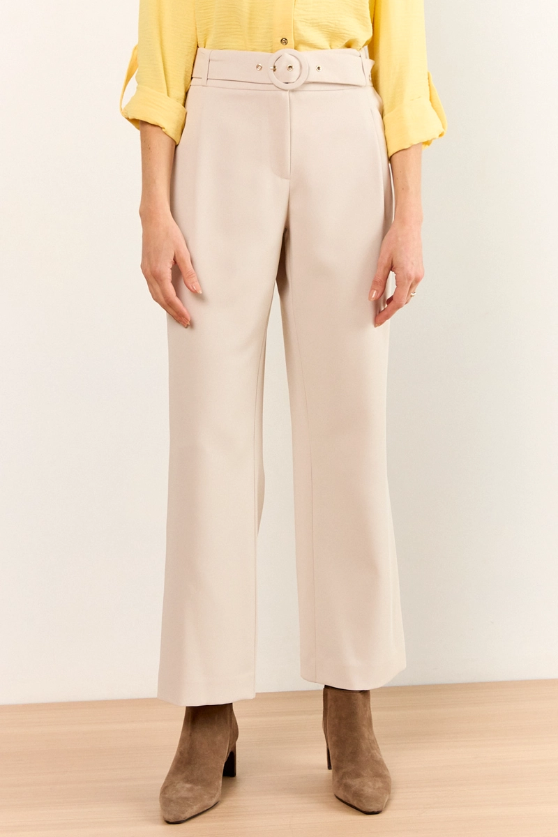 PANTALON WIDE CON CINTURON BEIGE MUJER MA GRIFFE - 2
