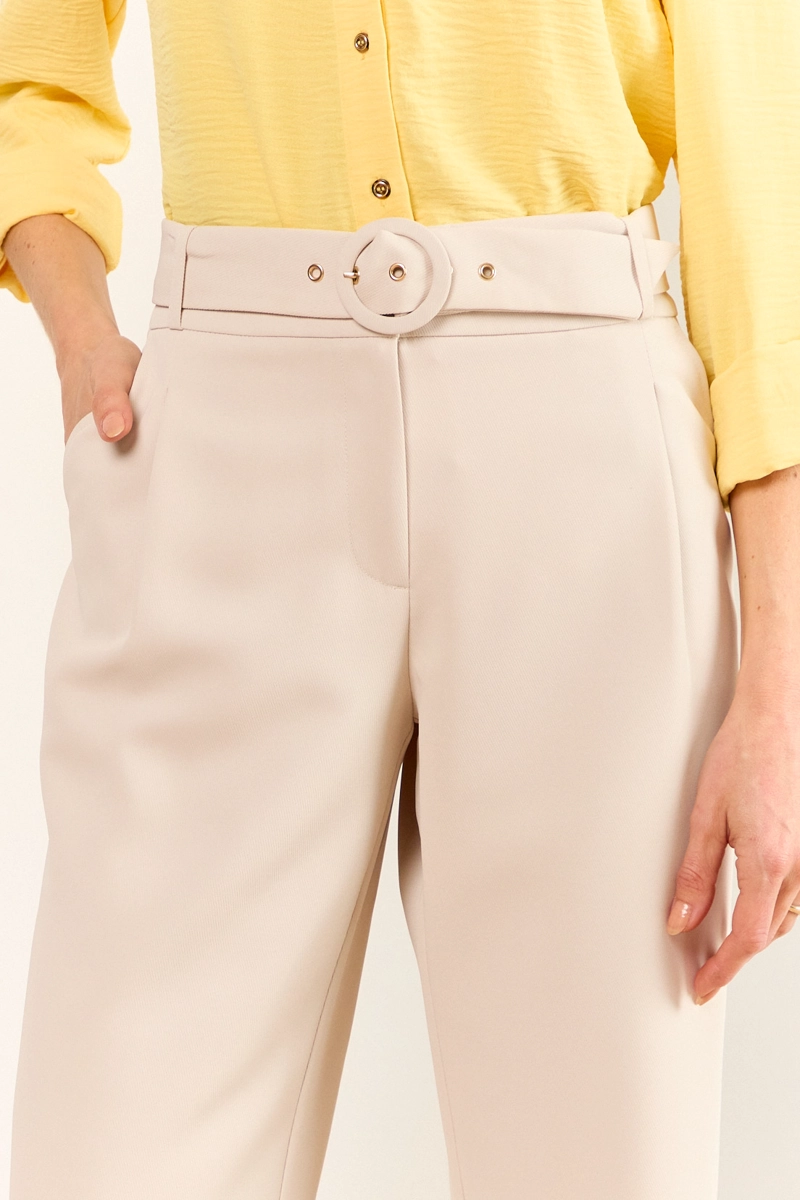 PANTALON WIDE CON CINTURON BEIGE MUJER MA GRIFFE - 3