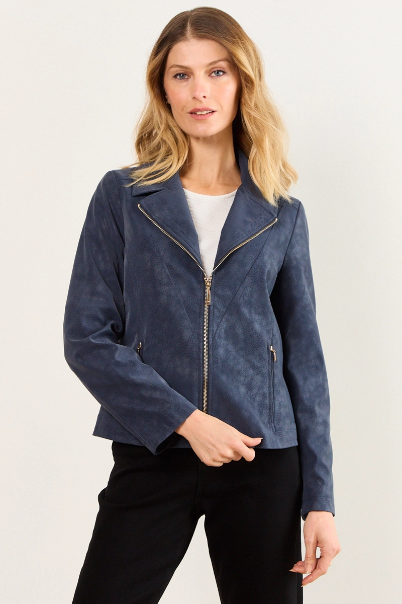 CHAQUETA DE PU CRAQUELADA AZUL MUJER MA GRIFFE - 2